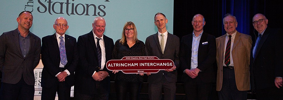 This image shows the Altrincham winners of the Best Kept Station