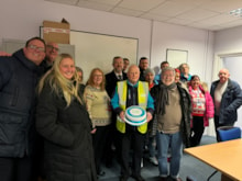 Dougie with current and former colleagues at Margate station: Dougie with current and former colleagues at Margate station