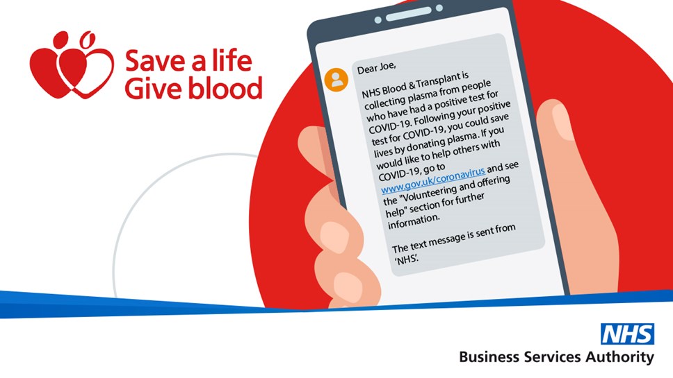 NHS Give Blood text message alerts. 10,000 people text to save a life.