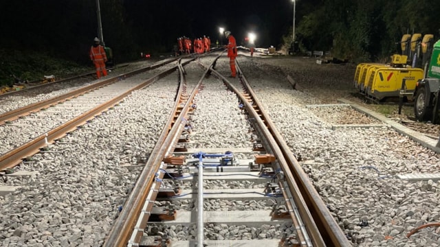 Network Rail engineers installing new equipment overnight at Knighton Junction-2