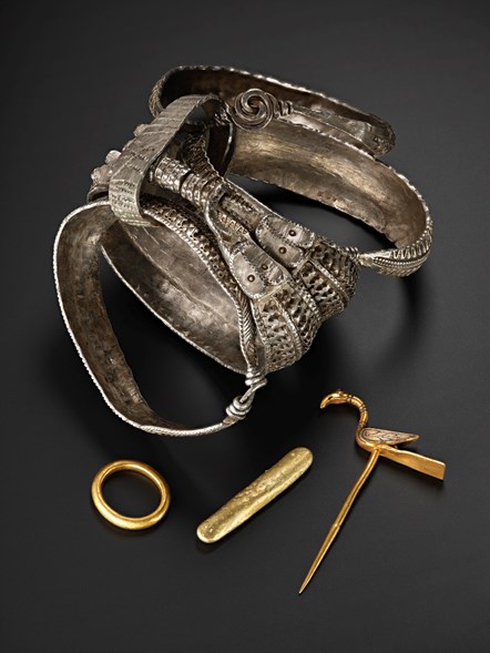 four arm rings and gold objects from the Galloway Hoard