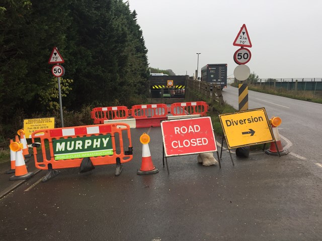 Stonea underpass closed for up to a year following bridge strike: Stonea Bridge (007)