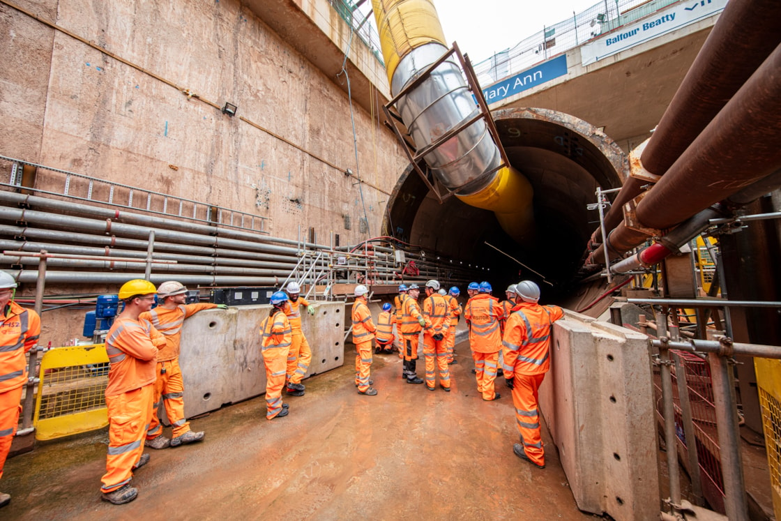 The HS2 and BBV Bromford Tunnel team at the east portal