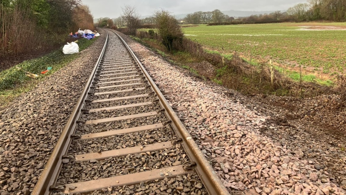 Passengers in Devon and Cornwall advised of further disruption as flooding continues to affect rail travel: Reapired railway line between Cowley and Crediton, Devon