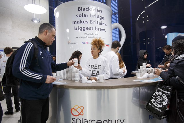 The world's biggest cup of tea - at Blackfriars station: The world's biggest cup of tea - at Blackfriars station