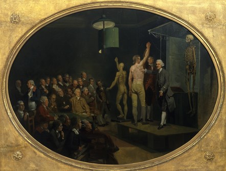 Hunter Lecturing at the Royal Academy by Johann Zoffany, c.1772. Credit: on loan from the Royal College of Physicians, all rights reserved