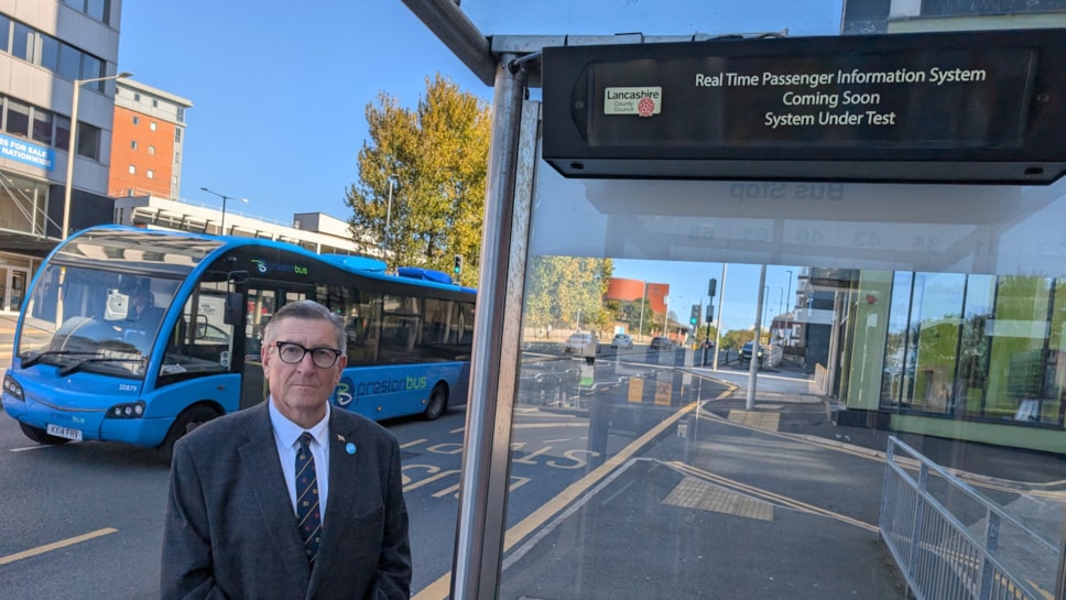 Cllr Warren Goldsworthy, bus stop
