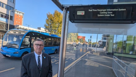 Cllr Warren Goldsworthy, bus stop