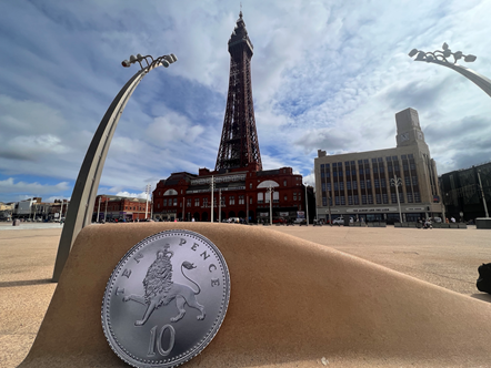 Image shows 10p promo coin in Blackpool