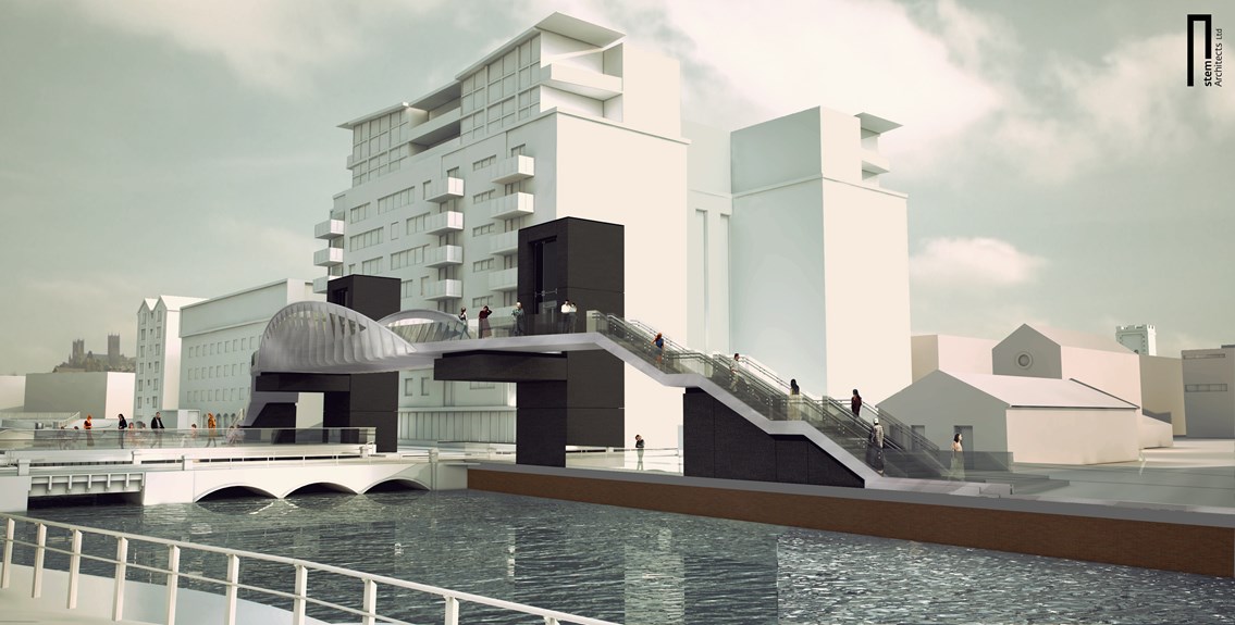 Planning application images - Brayford Wharf: images of proposed footbridge at Brayford Wharf, Lincoln Jan 2013