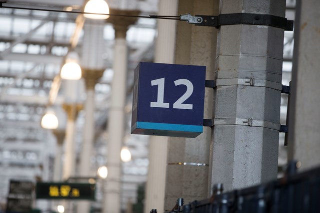 New platform arrives for Edinburgh Waverley passengers: Edinburgh Waverley - plat 12 sign