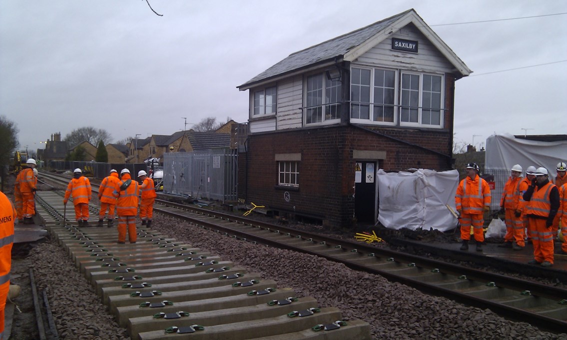 Christmas and New Year works at Saxilby: carried out Dec 2013/Jan 2014 as part of the GNGE upgrade