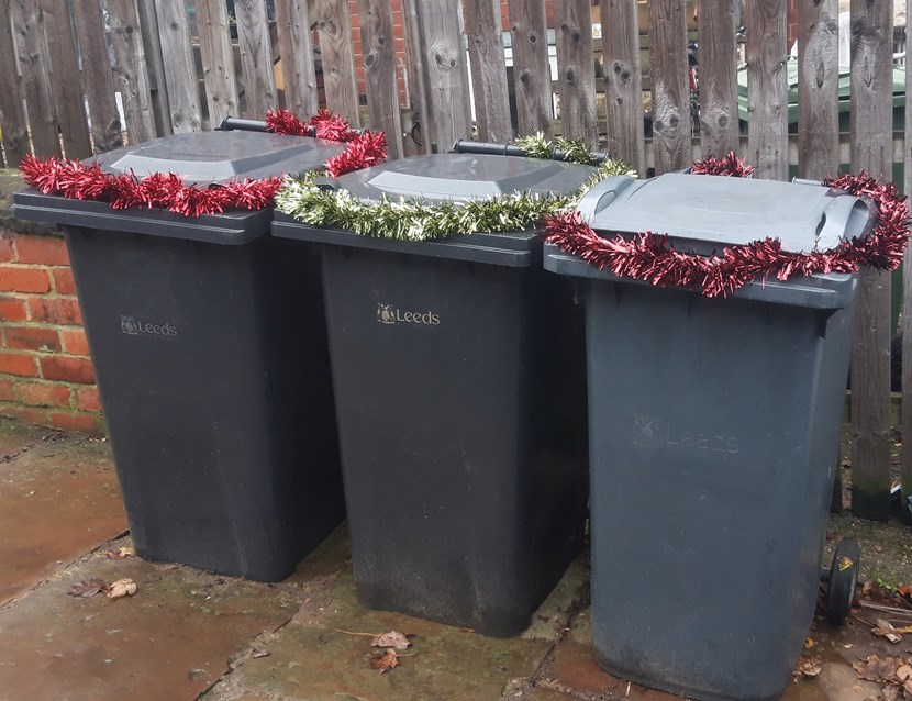 Merry Binmas - Leeds bin collection dates to change during the festive period: 20191101-blackbinswtinsel1-719657.jpg