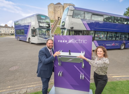 Andrew Cullen and Cllr Claire Douglas 'switch on' York Electric fleet2