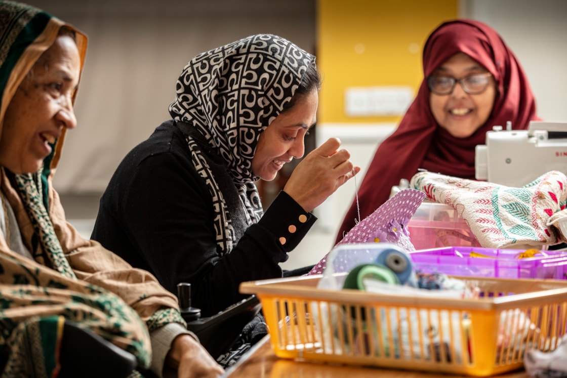 Bengali Workers Association Euston Sewing Club: A sewing class provided by Bengali Workers Association (BWA), a charity based in Camden next to Euston Station and supported by CEF funding. BWA aim to improve health and wellbeing, reduce isolation, loneliness and exclusion, and develop skills by providing a series of exercise and social clubs and financial information sessions to older people in the local community.