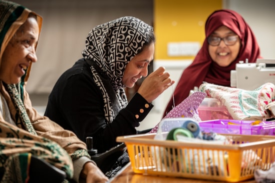 Bengali Workers Association Euston Sewing Club: A sewing class provided by Bengali Workers Association (BWA), a charity based in Camden next to Euston Station and supported by CEF funding. BWA aim to improve health and wellbeing, reduce isolation, loneliness and exclusion, and develop skills by providing a series of exercise and social clubs and financial information sessions to older people in the local community.