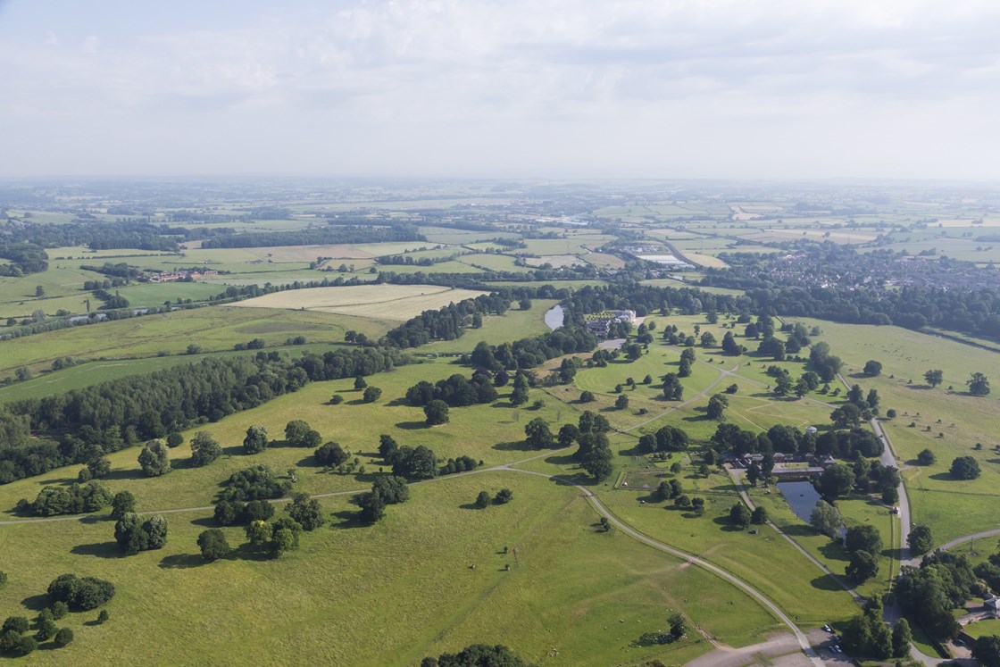 Aerial view of Shugborough Estate and the Trent Sow area. ©National Trust Images & Chris Lacey