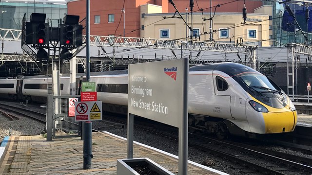 West Midlands and Chiltern passengers asked to plan ahead when travelling over Christmas: Birmingham New Street platform level naked Avanti Train February 2020