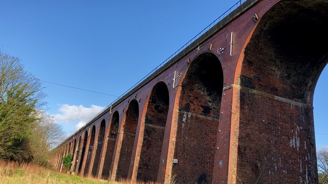 Ground angle looking up at Whalley viaduct