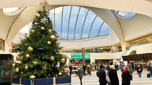 Very limited Birmingham New Street trains during December strikes: Birmingham New Street Christmas tree 2022