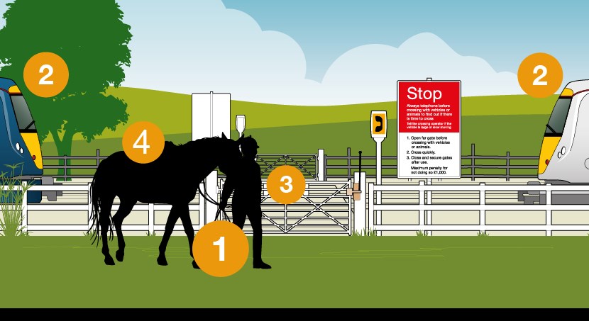 Horse riders: horse riders at level crossings