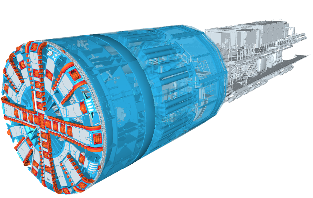 Tunnel boring machine (TBM) 3D model June 2020: Credit: Herrenknecht

Around 35 miles of the high-speed line route from London to Birmingham will be in tunnels and our first two TBMs are currently being assembled in a factory in Germany. They will be transported to the launch site later in the year. 

(Tunnelling, tunnels, boring, machine, TBM, tunnel boring machine, construction, chilterns, marie curie, florence nightingale, cecilia payne-gaposchkin, naming, south portal site, area south, machinery, machines)

Internal Asset No. 15876
