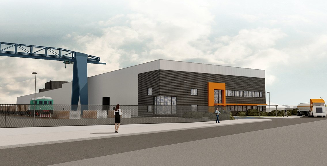 RAILWAY FACTORY MEANS NEW JOBS AND INVESTMENT FOR DONCASTER: Architects image new sleeper factory at Doncaster