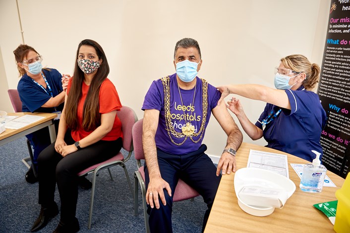 Leeds urged to check if they are eligible for a free flu jab.: Lord Mayor and Cllr Arif receiving their flu jab.