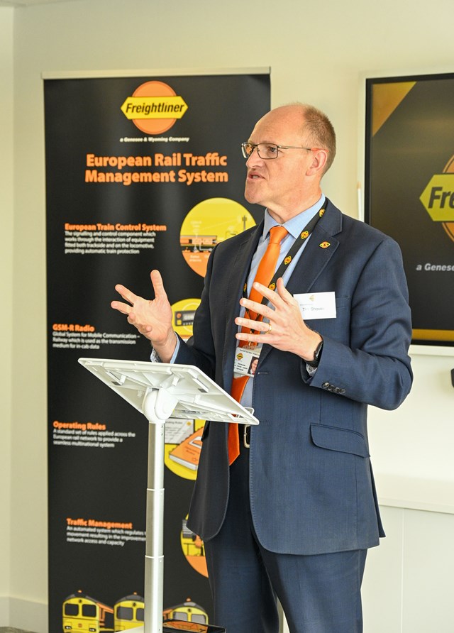 Tim Shoveller, CEO Freightliner Group, at the opening of the new Freightliner Training Academy: Tim Shoveller, CEO Freightliner Group, at the opening of the new Freightliner Training Academy
