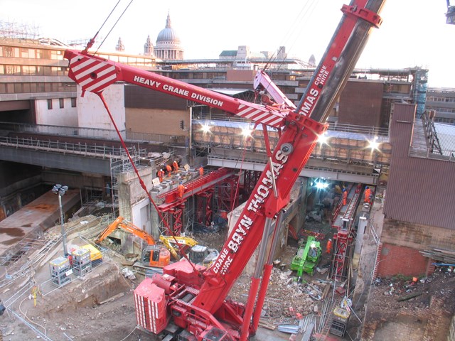 Blackfriars Bridge Slide - Before: Network Rail engineers prepare to slide the new bridge structure at Blackfriars station into place