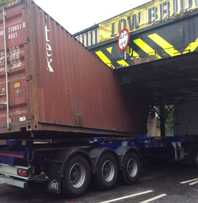 Lorry drivers urged ‘check it, don’t chance it’ as Network Rail reveals railway bridge bashes in the South East cost £7.5m each year: Thurlow Park Railway Bridge