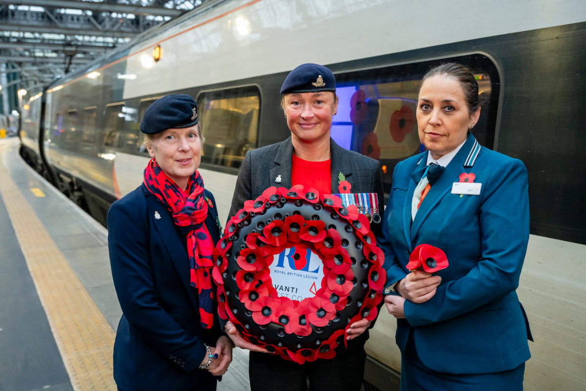 (Left to right): Shelly Gascoigne (Royal British Legion), Vicky Lawson (Royal British Legion Poppy Appeal Manager for East Cheshire) and Anne Tweedie (Avanti West Coast Customer Service Assistant, who served as a WREN in the Royal Navy)