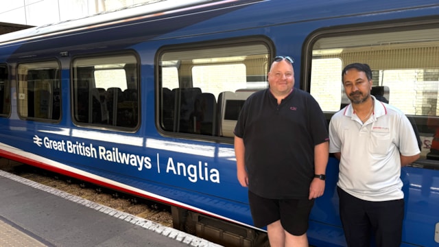 c2c and Greater Anglia drivers at Fenchurch Street, about to take the Greater Anglia train onto the c2c network