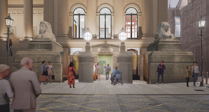 New images give a glimpse into the future of Leeds Town Hall: PP Leeds Town Hall External Entrance A - Gates Open