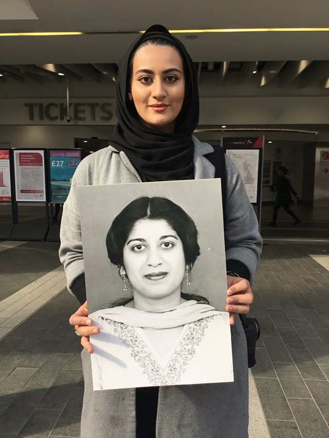Seven days left to be part of iconic suffragette artwork at Birmingham New Street: Maryam with a Face of Suffrage picture