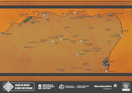 A wider map with places of historical interest in Moray and Aberdeenshire for film fans to visit.