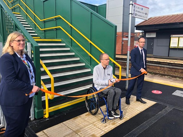 Multi-million pound transformation makes Cadoxton station more accessible: Alison Thompson, Simon Green and James Price at the opening of Cadoxton's new lifts