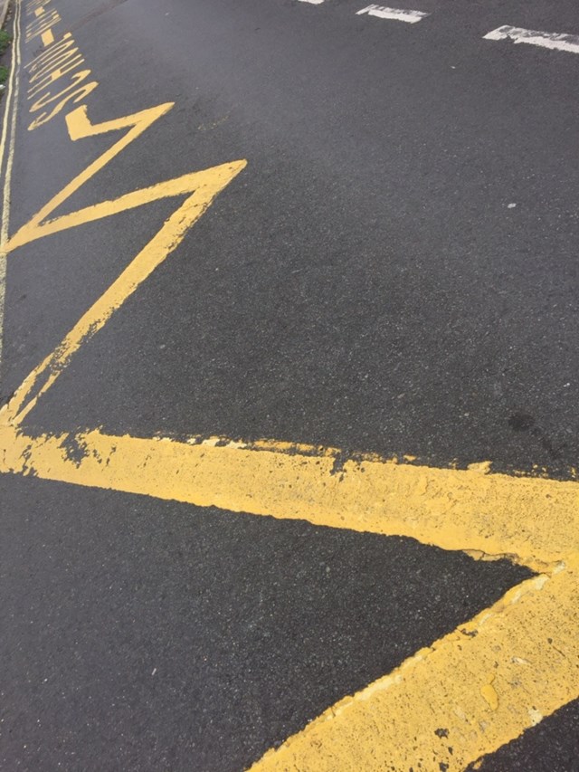 zig zag lines 2: Zig-zag lines and 'keep clear' markings outside schools