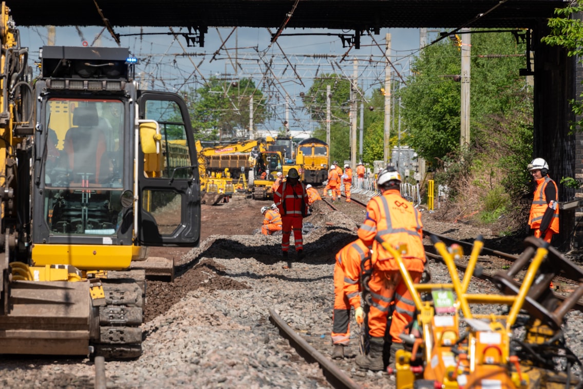 Warrington - Dallam Junction engineers scrapping out old track bed