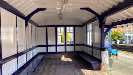 Interior of restored waiting shelter at Bootle