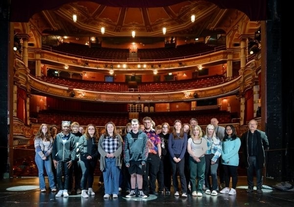 Pupils from St John Henry Newman College in Carlisle enjoy a behind the scenes insight into Murder on the Orient Express at The King's Theatre in Glasgow. Credit Julie Howden.