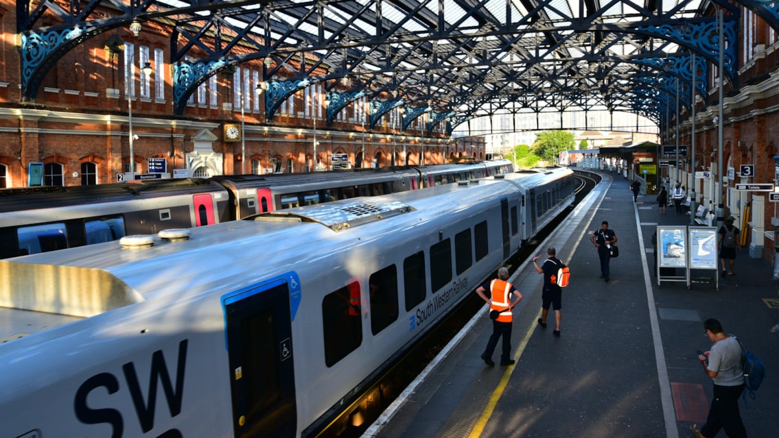 NEXT MONTH: Network Rail to carry out vital upgrades in Dorset to improve the line between Poole and Dorchester: SWR train at Bournemouth station