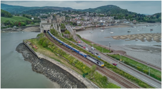 HS2 aggregate train passing Conwy May 2025: CREDIT: DC Rail