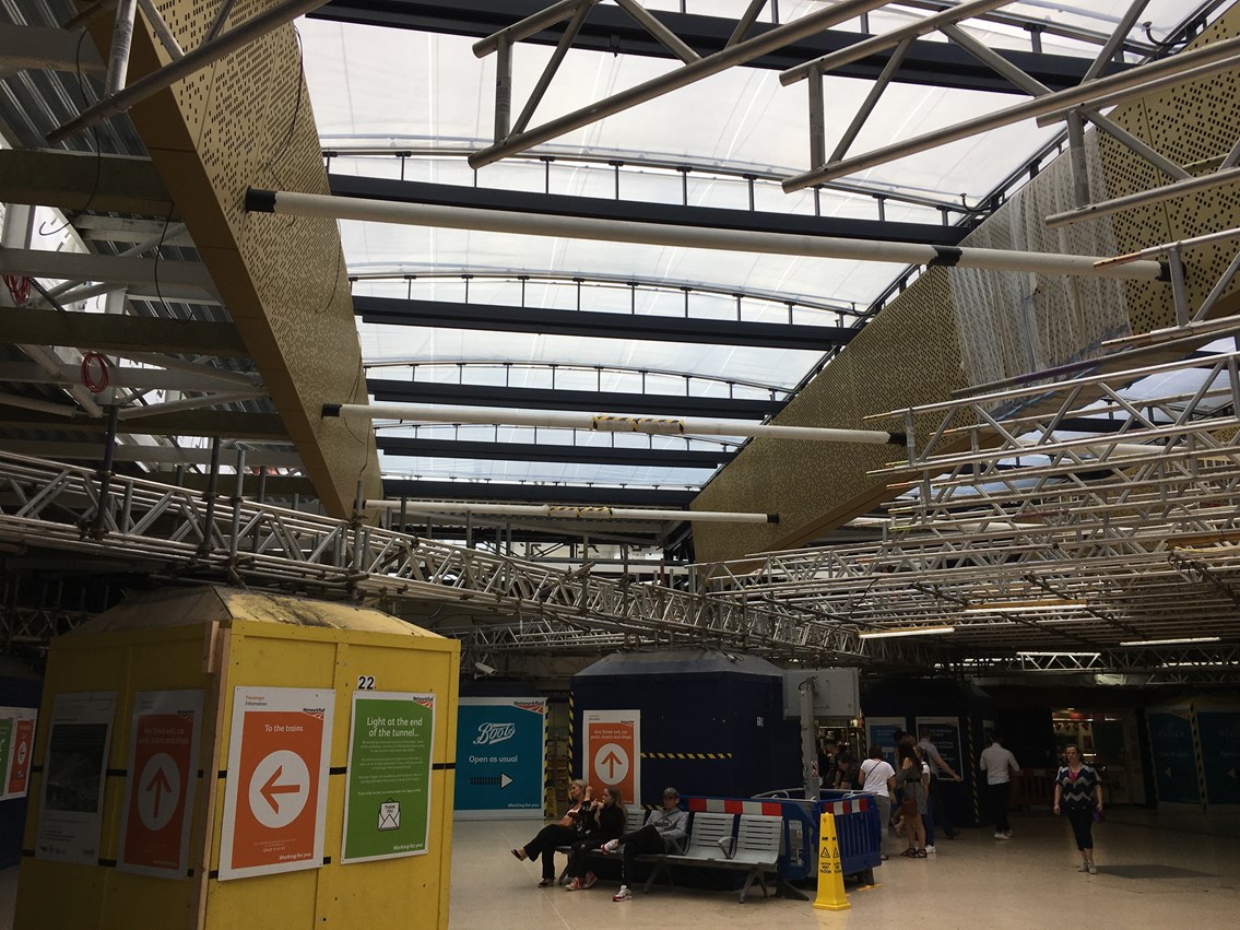 The new ETFE roof is starting to emerge at Leeds Station