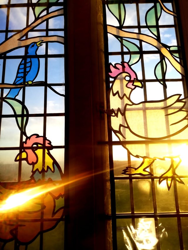 Mansion’s illuminated windows bring a touch of glass to Christmas