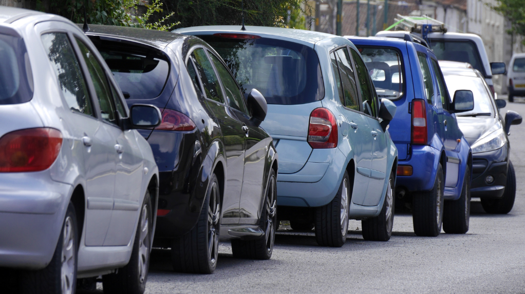 Cars parked in street