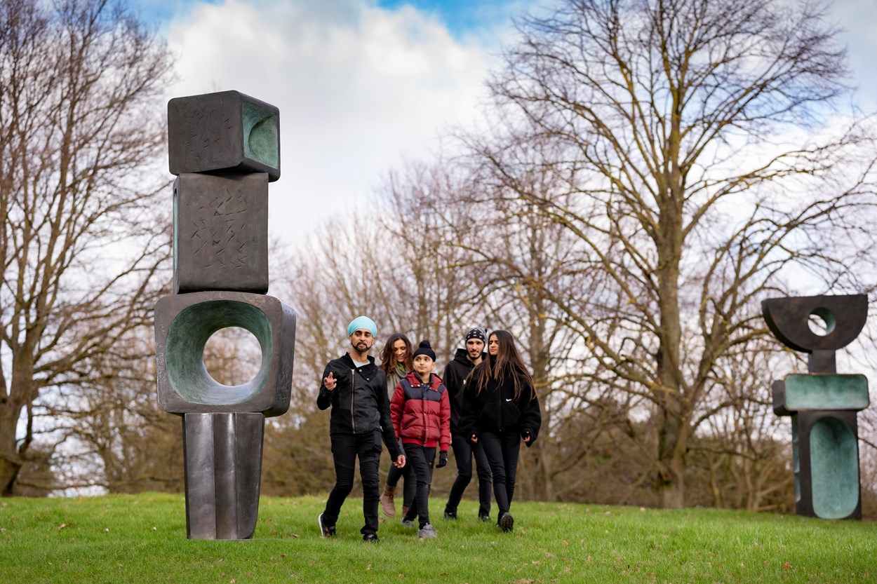 Barbara Hepworth, The Family of Man, 1970. Lent by the Hepworth Estate. © Bowness, Hepworth Estate. Photo © Jonty Wilde, courtesy Yorkshire Sculpture Park