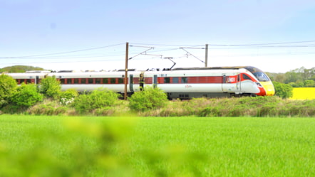 An LNER Azuma passes along the East Coast Main Line, LNER