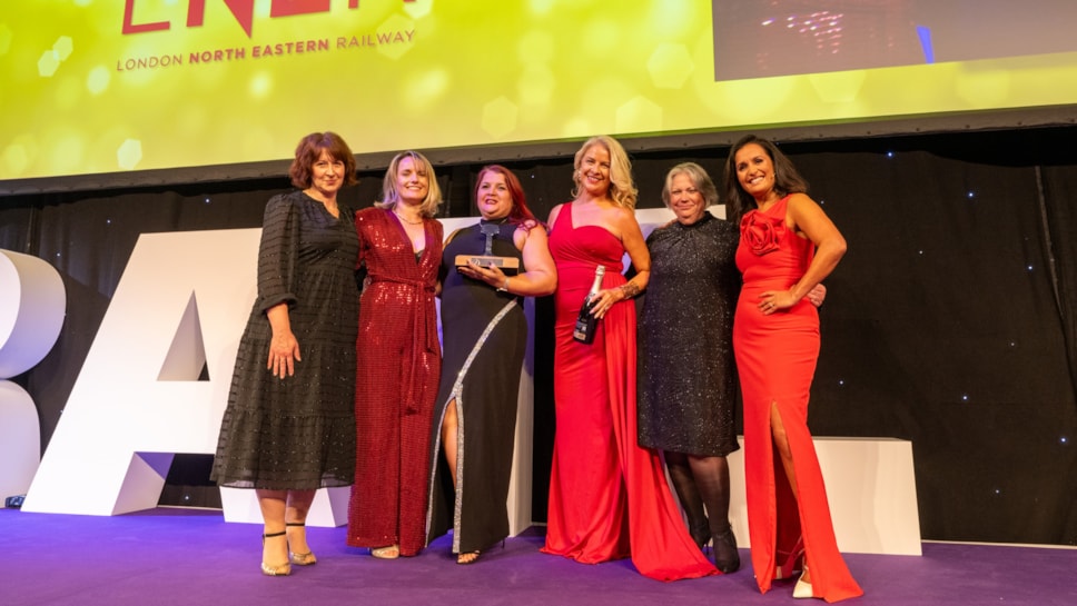 The LNER Package for a Friend team winning the Customer Service Excellence Award at the National Rail Awards.
