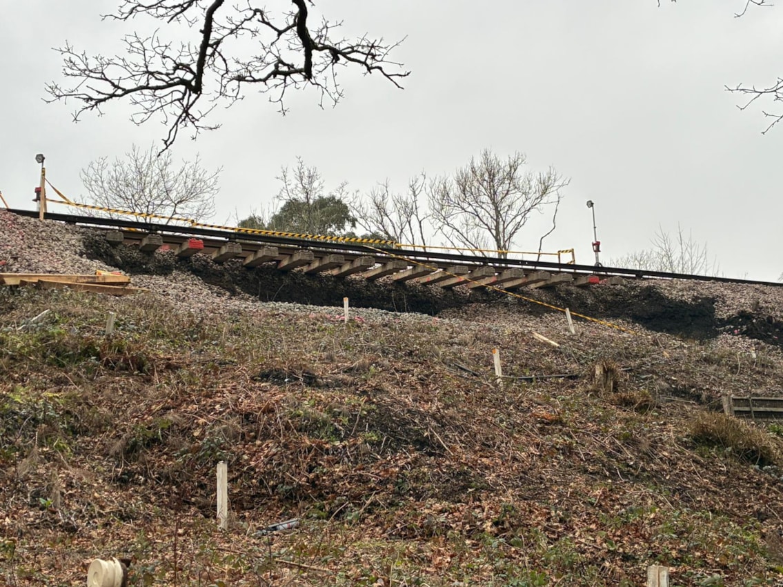 Ockley landslip view from embankment